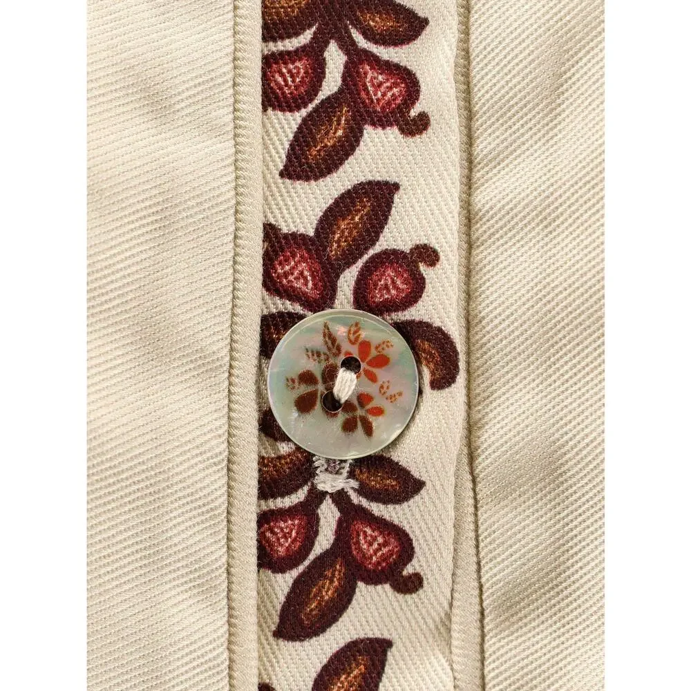 NEW Farm Rio Renata Floral Sand Midi Dress Lyocell Button Front Embroidered MED - Picture 5 of 16